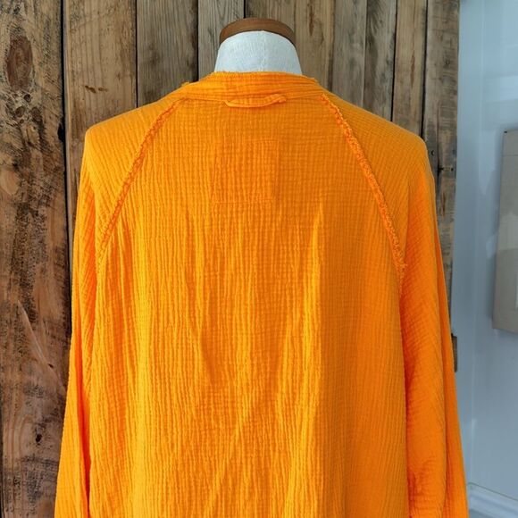 NWT Women’s M aerie Gauzy Pool to Party Coverup Simply Orange Oversized‎ Relaxed - Picture 7 of 16